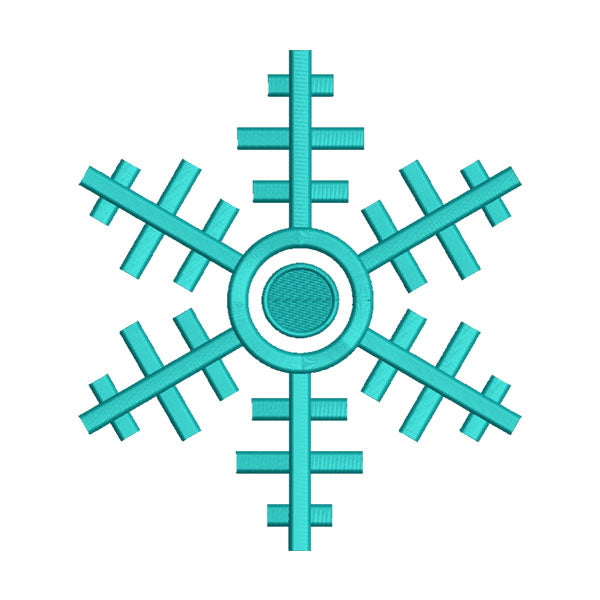 Cyan Snowflake Embroidery Design – Holiday