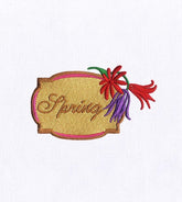 Spring Floral Label Embroidery Design