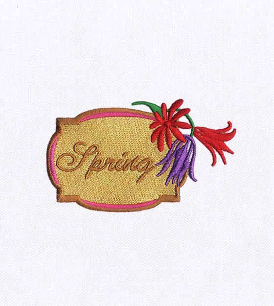Spring Floral Label Embroidery Design