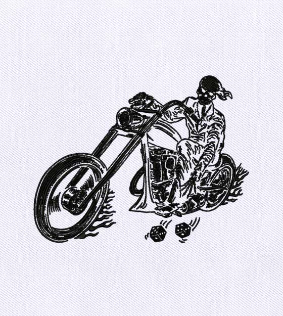 Skeleton Chopper Rider Embroidery Design