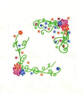 Floral Corner Embroidery Design – Multicolor