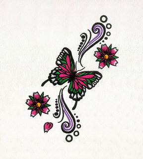 Butterfly & Floral Embroidery Design
