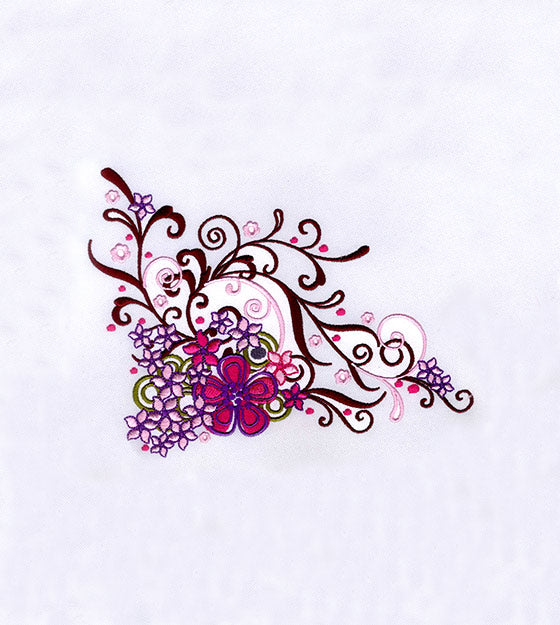 Pink Floral Vines Embroidery Design