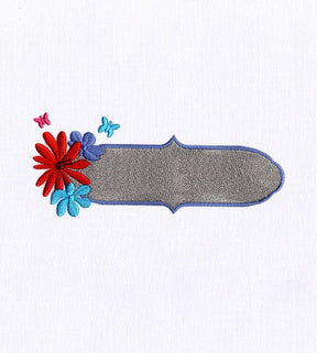 Floral Label Frame Embroidery Design