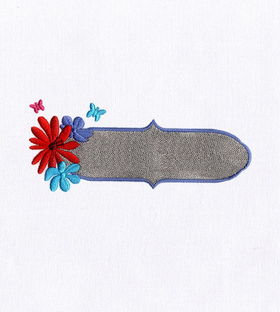 Floral Label Frame Embroidery Design