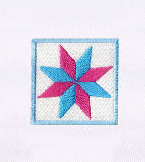 Pink & Blue Star Quilt Block Embroidery Design