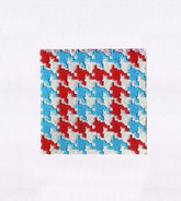 Blue & Red Geometric Pattern Embroidery Design
