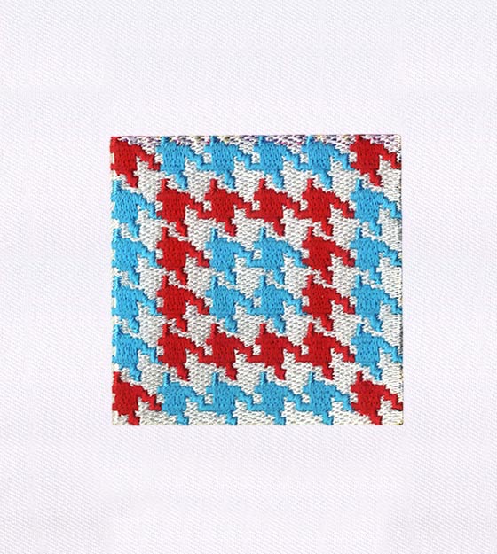 Blue & Red Geometric Pattern Embroidery Design