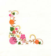 Multicolored Floral Vine Corner Embroidery Design