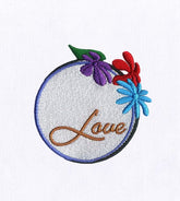 Love Floral Wreath Embroidery Design