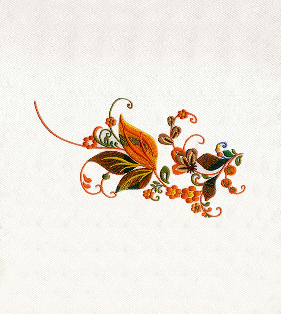 Autumn Leaves & Floral Vines Embroidery Design