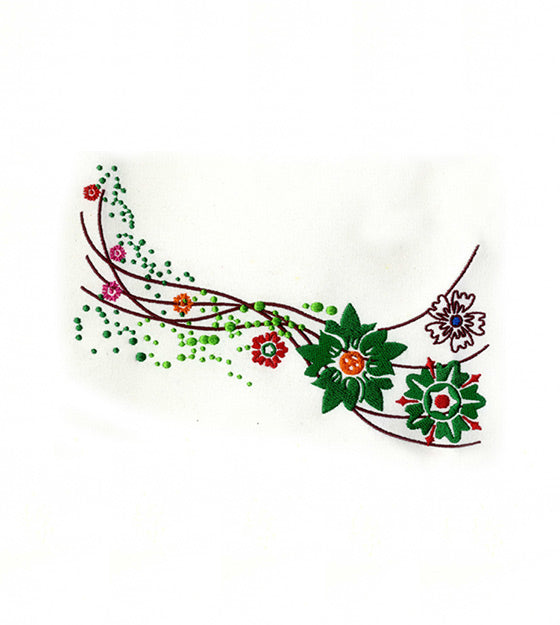Appealing Green Flower Vines Embroidery Design