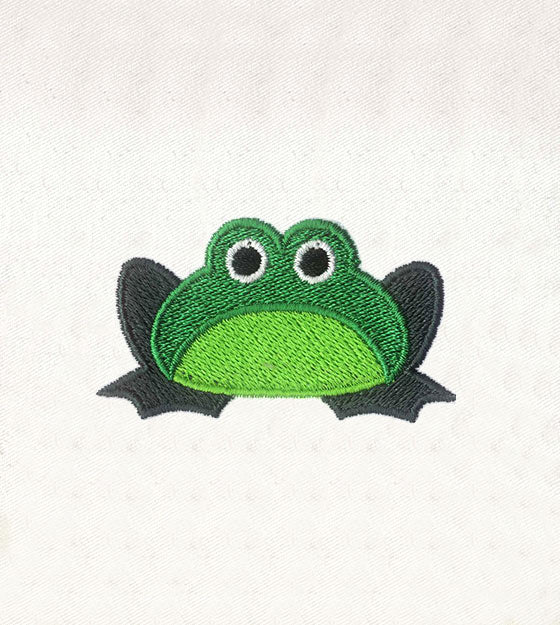 Cute Green Frog Embroidery Design