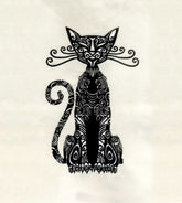 Intricate Egyptian Cat Embroidery Design