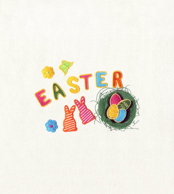 Enticing Bunny Rabbits & Easter Eggs Embroidery Design