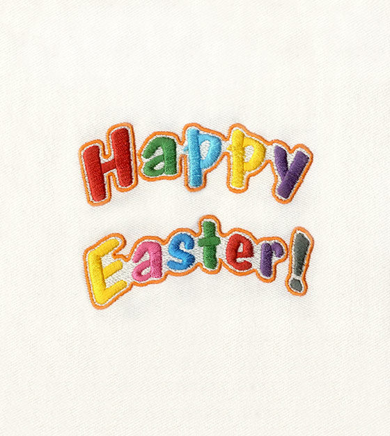 Happy Easter Colorful Text Embroidery Design