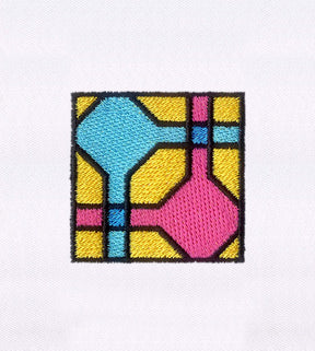 Stellar Pink & Blue Geometric Square Embroidery Design