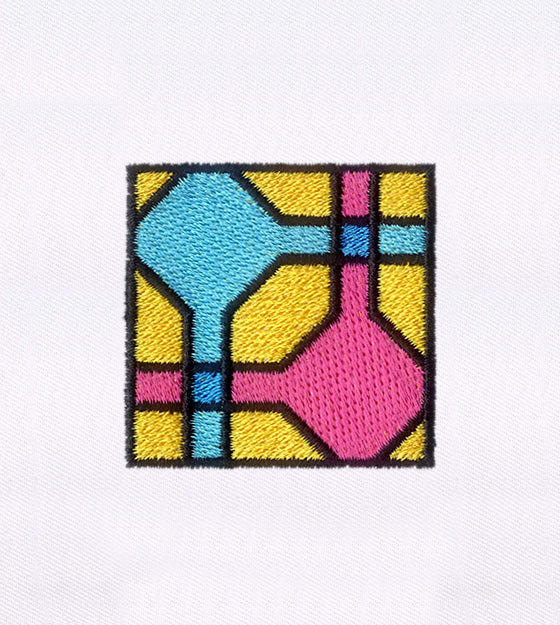 Stellar Pink & Blue Geometric Square Embroidery Design