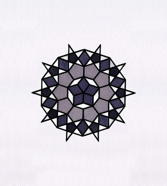 Grey Decagon Geometric Flower Pattern Embroidery Design