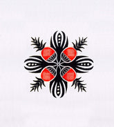 Bold Black & Red Floral Geometric Embroidery Design