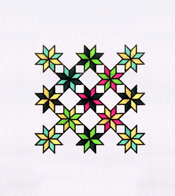 Colorful Geometric Flower Star Embroidery Design