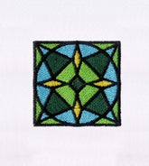 Entrancing Green Geometric Pattern Square Embroidery Design
