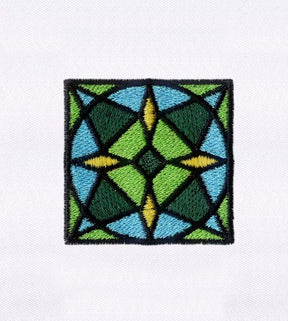 Entrancing Green Geometric Pattern Square Embroidery Design