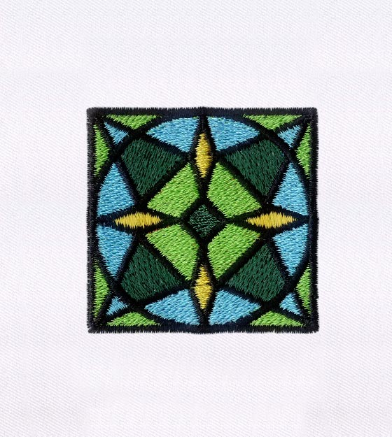 Entrancing Green Geometric Pattern Square Embroidery Design