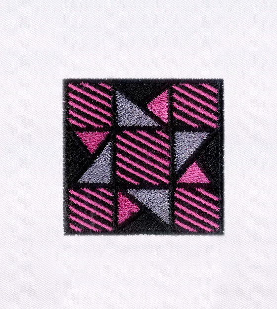 Dark Pink Geometric Pattern Square Embroidery Design