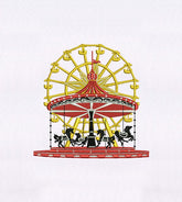 Carousel & Ferris Wheel Embroidery Design