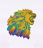 Multicolor Roaring Lion Embroidery Design