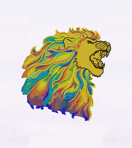 Multicolor Roaring Lion Embroidery Design