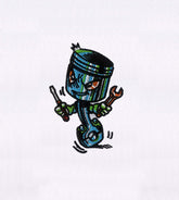 Animated Engine Piston Cartoon Embroidery Design