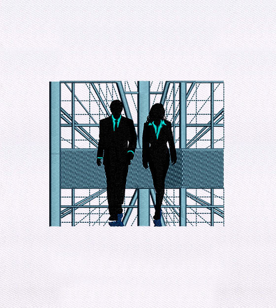 Business Professionals Walking Embroidery Design