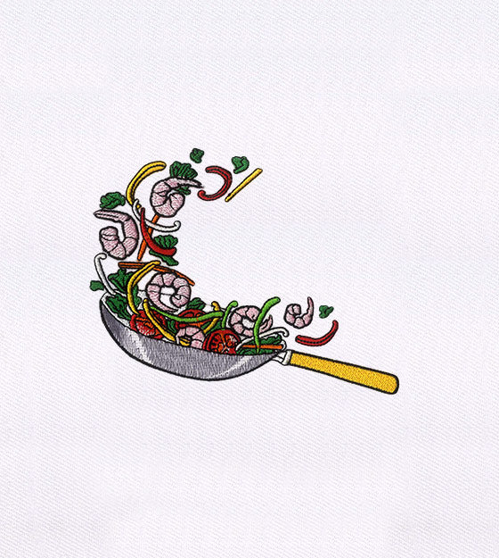 Japanese Sushi Prawn Seafood Frying Pan Embroidery Design