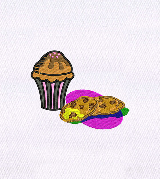 Chocolate Cupcake & Cookies Embroidery Design