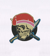 Military Red Hat Skull Embroidery Design