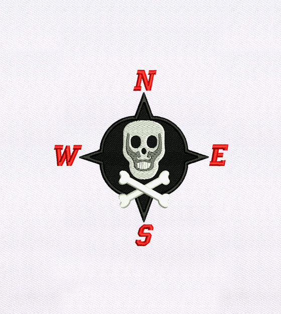 Skull Compass Embroidery Design