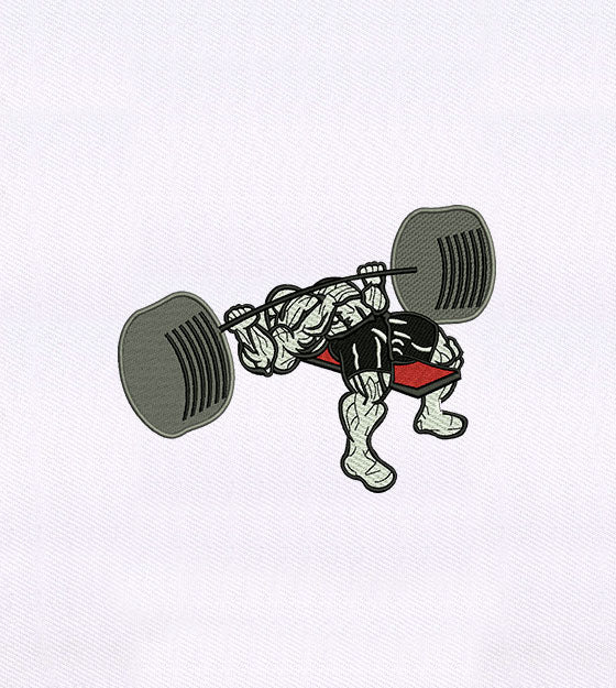 Powerlifting Embroidery Design – Gym Bench Press Embroidery File