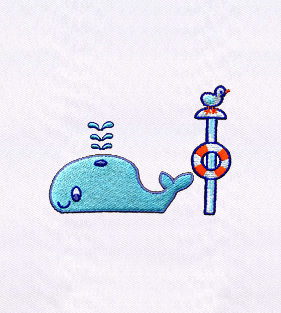 Whale Embroidery Design – Cute Sea Life Machine Embroidery File