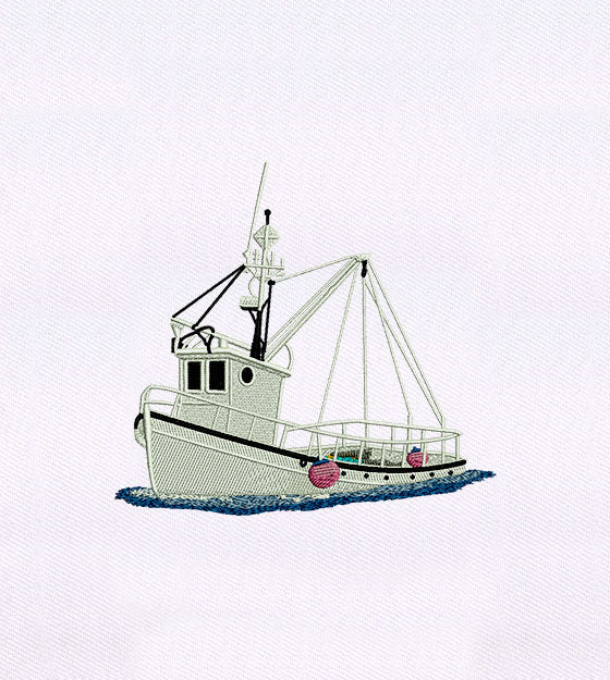 Fishing Boat Embroidery Design