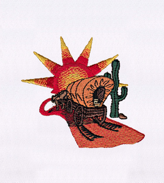 Western Wagon Embroidery Design