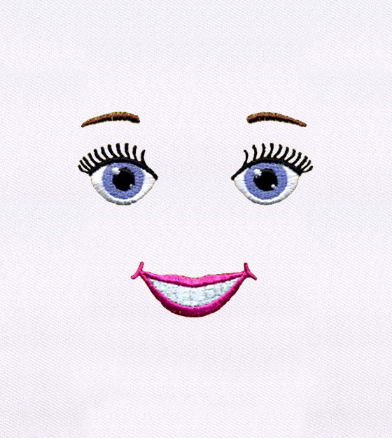 Smiling Cartoon Face Embroidery Design