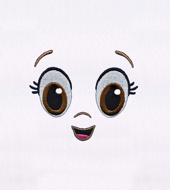Cute Cartoon Face Embroidery Design