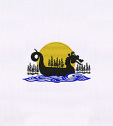 Lake Monster Silhouette Embroidery Design