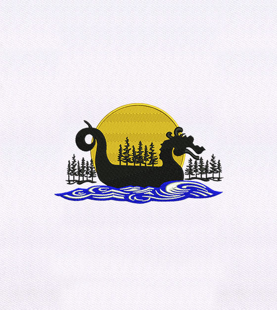 Lake Monster Silhouette Embroidery Design