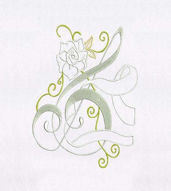 Floral Ribbon Swirl Embroidery Design