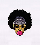 Bubble Blowing Fashionable Young Girl Embroidery Design
