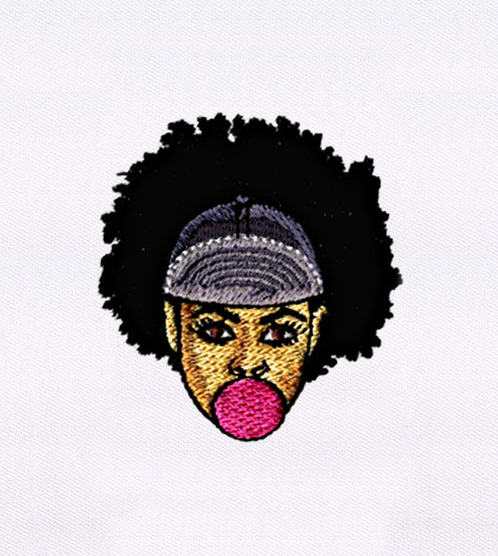 Bubble Blowing Fashionable Young Girl Embroidery Design
