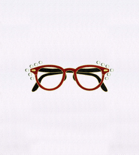 Red Retro Glasses Embroidery Design